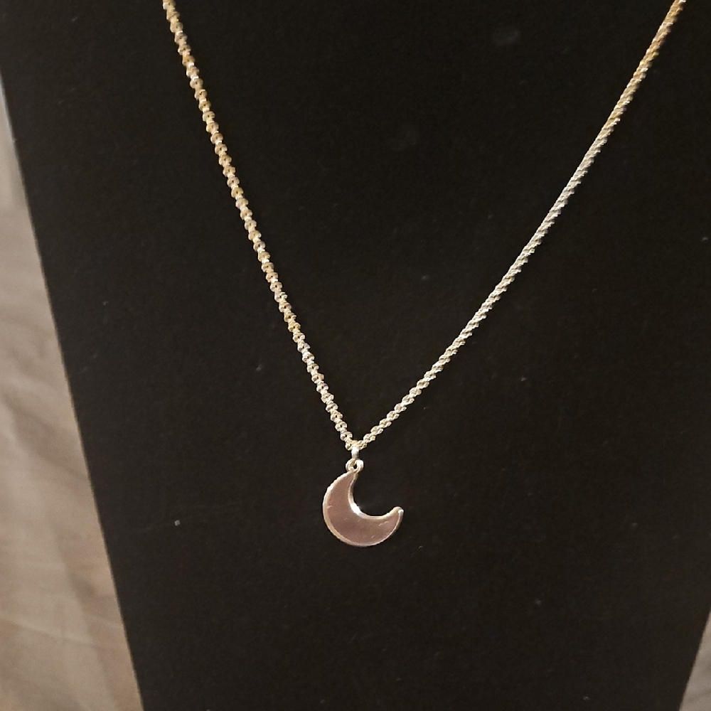 Elegant Silver Crescent Moon Necklace